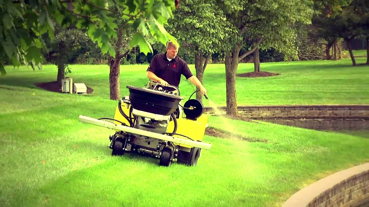 Lawn mowing with grass cutter machine
